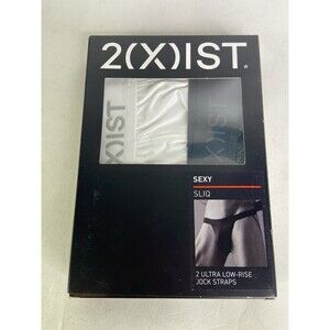 2xist Sliq Low Rise Jock Strap 2 Pack Bright White Black Beauty Mens Size S